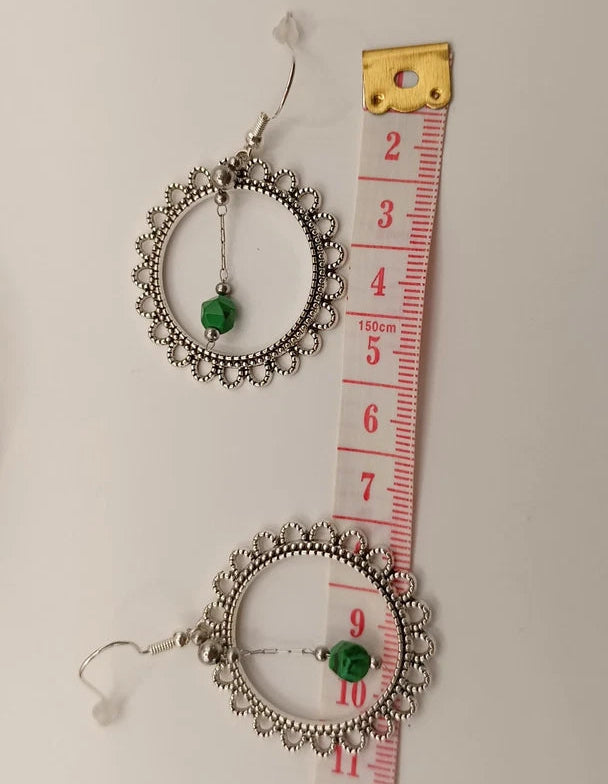 Boucles d'oreille Fantaisie Acier ou Argent Et Pierre Naturelle Malachite Verte Les Gemmes de l'Ursuya