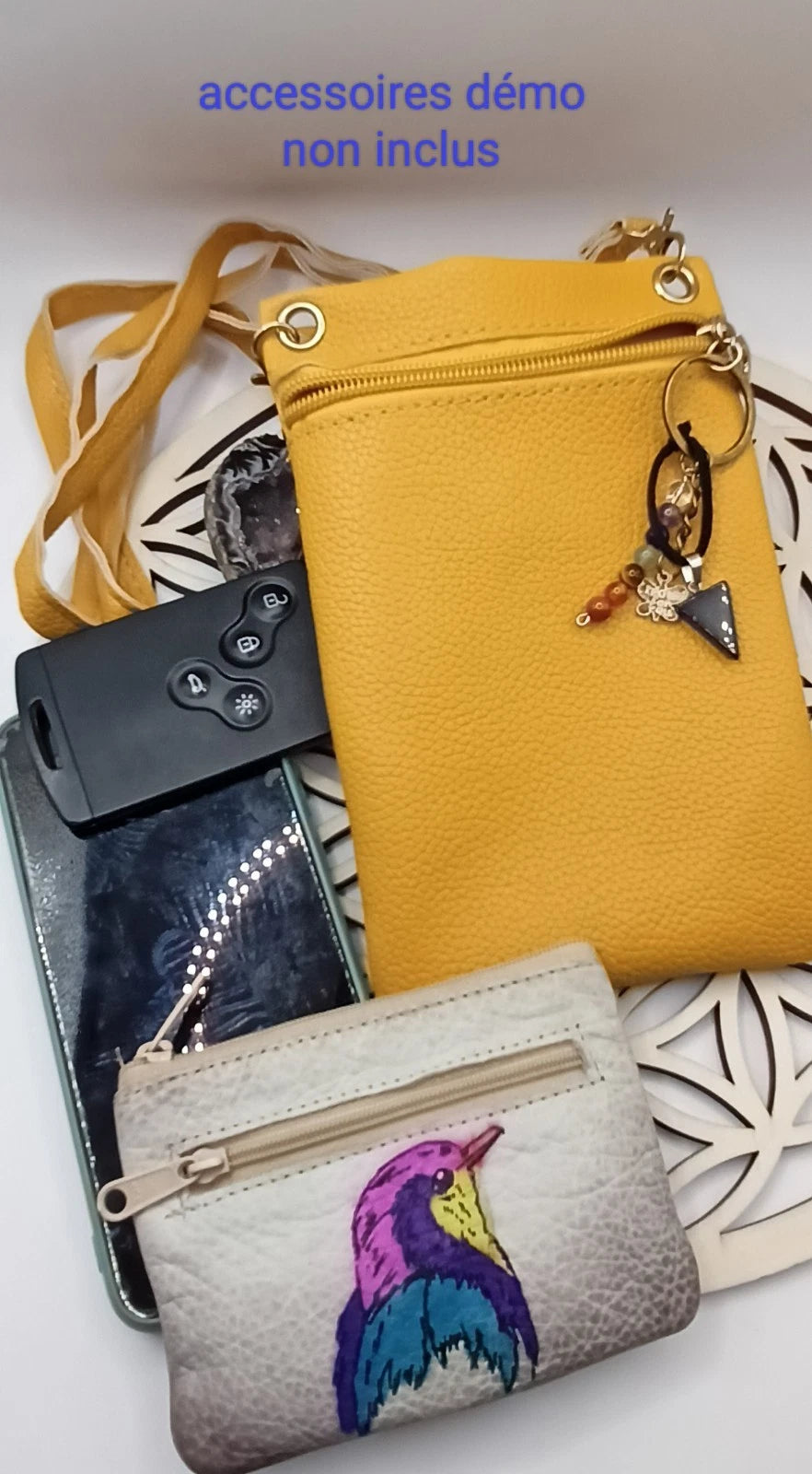 Mini Sac à Bandoulière Simili-Cuir_ Pierre en Verre paillette Les Gemmes de l'Ursuya