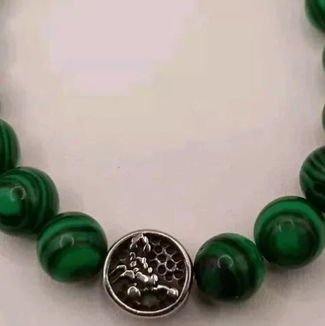 Bracelet En Malachite Naturelle Verte Astrologie _ Scorpion Les Gemmes de l'Ursuya