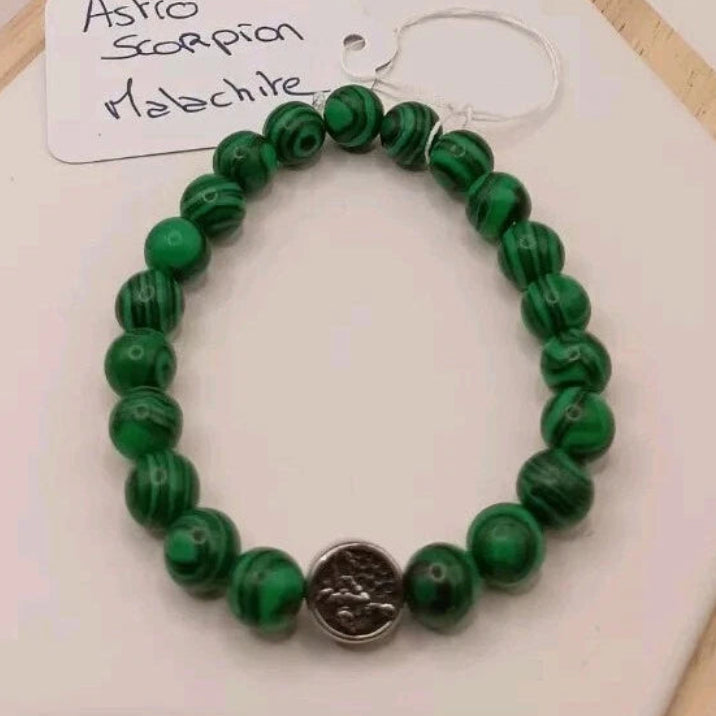 Bracelet En Malachite Naturelle Verte Astrologie _ Scorpion Les Gemmes de l'Ursuya