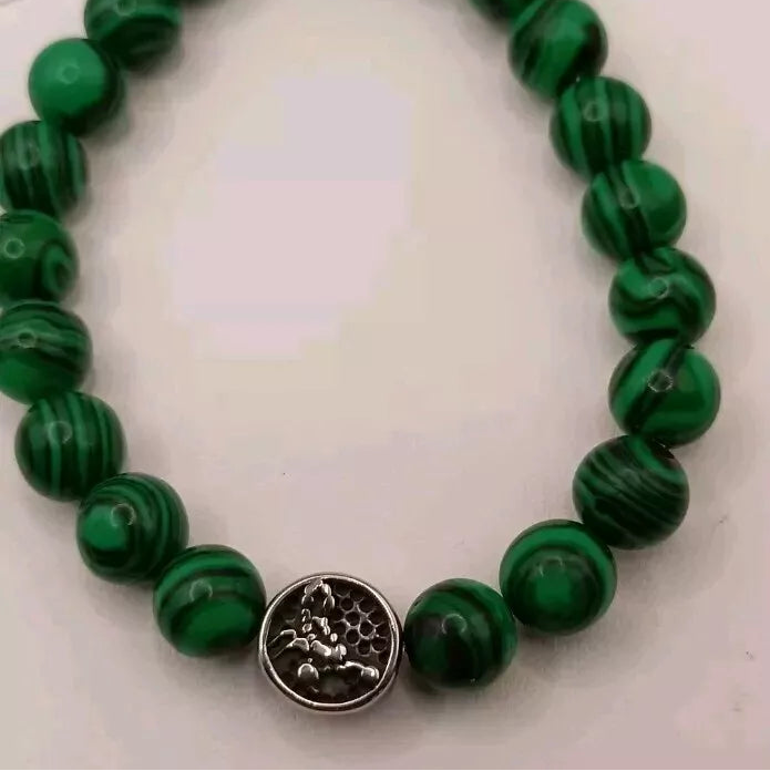 Bracelet En Malachite Naturelle Verte Astrologie _ Scorpion Les Gemmes de l'Ursuya