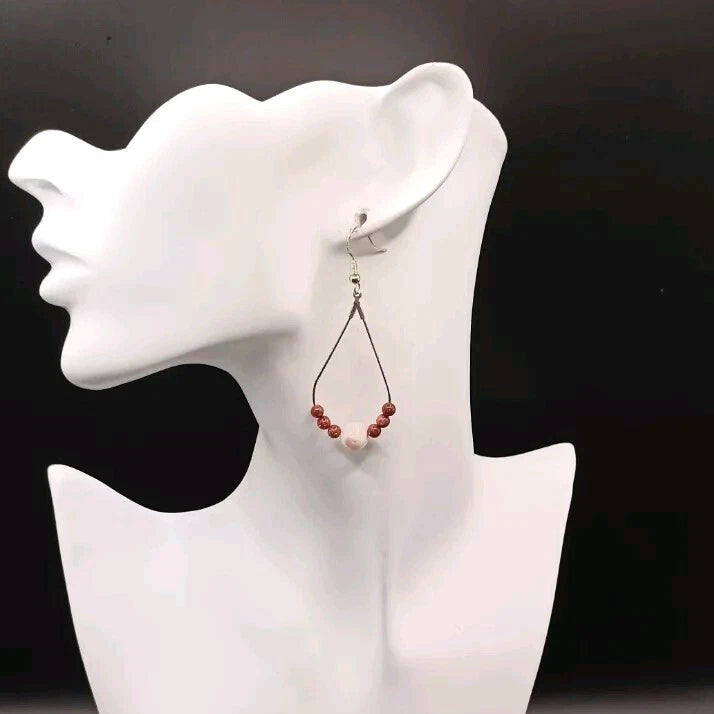 Boucles D'oreilles Sand Marron Brillant Pierre Du Soleil _ argent ou acier Les Gemmes de l'Ursuya