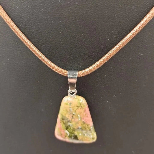 Collier avec Pendentif Pierre Naturelle Unakite Les Gemmes de l'Ursuya