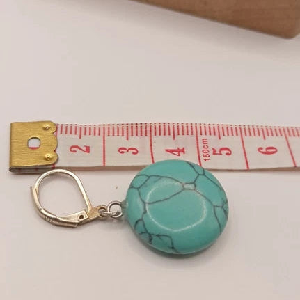 Boucles D'oreilles Turquoise Fermoir Oval Levier Argent 925 Les Gemmes de l'Ursuya